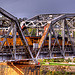 Train crossing the Union Pacific Missouri River Bridge, Omaha, Nebraska and Council Bluffs, Iowa