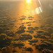 sunset over Lake Michigan 30,000 Feet up
